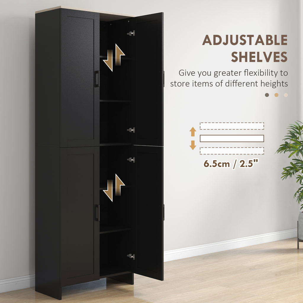 67" 4-Door Kitchen Pantry Cabinet, Freestanding Storage Cabinet Cupboard with Adjustable Shelves, White