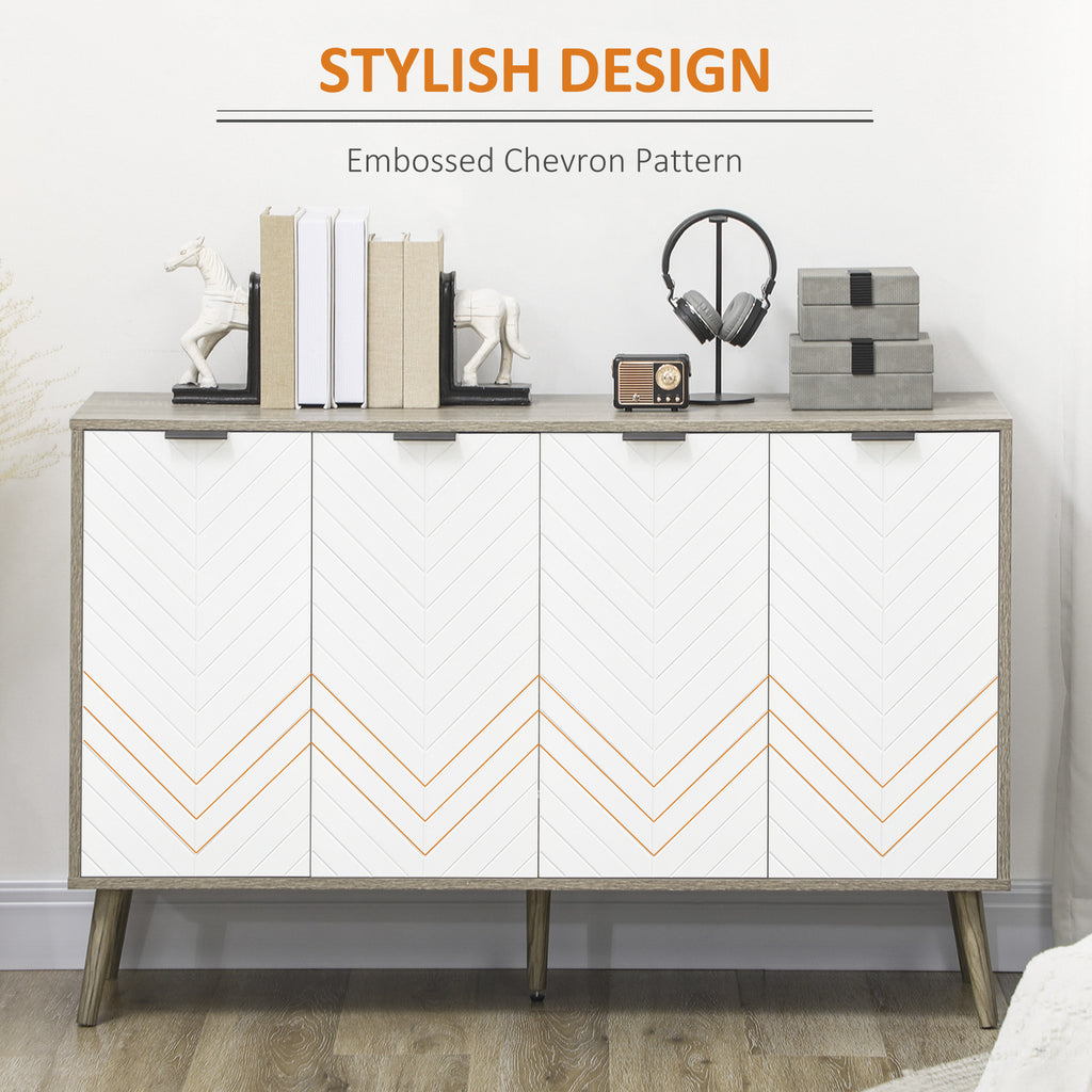 Modern Sideboard and Buffet, Dining Room Cabinet with Adjustable Shelves and 4 Doors, Grayish Brown