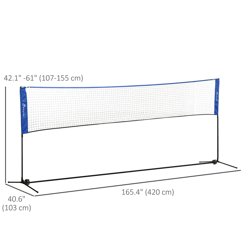 Soozier 10ft Badminton Net, Height Adjustable Outdoor Sports Net with Carry Bag, for Tennis, Pickleball and Volleyball, Yellow