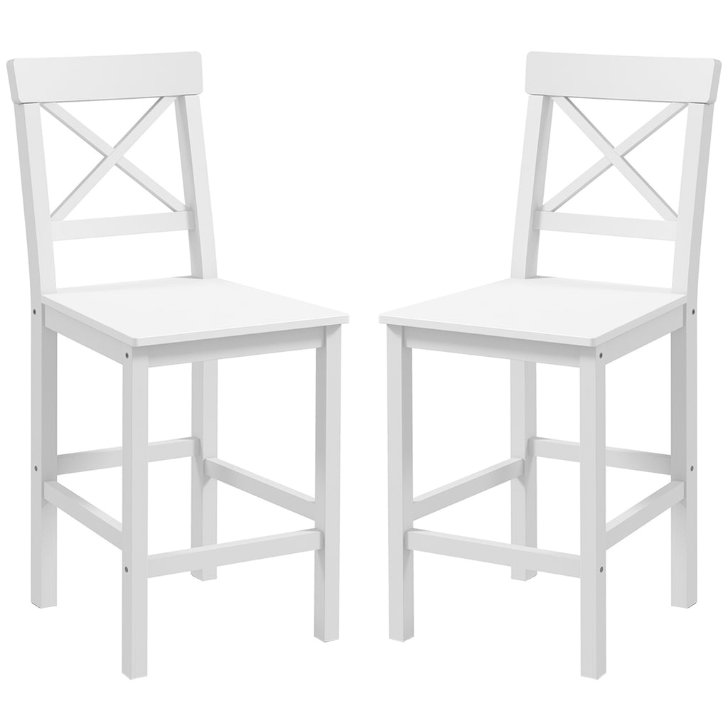 Counter Height Stools Set of 2, Farmhouse Bar Stools with Backs, Solid Wood Counter Stools for Kitchen Island