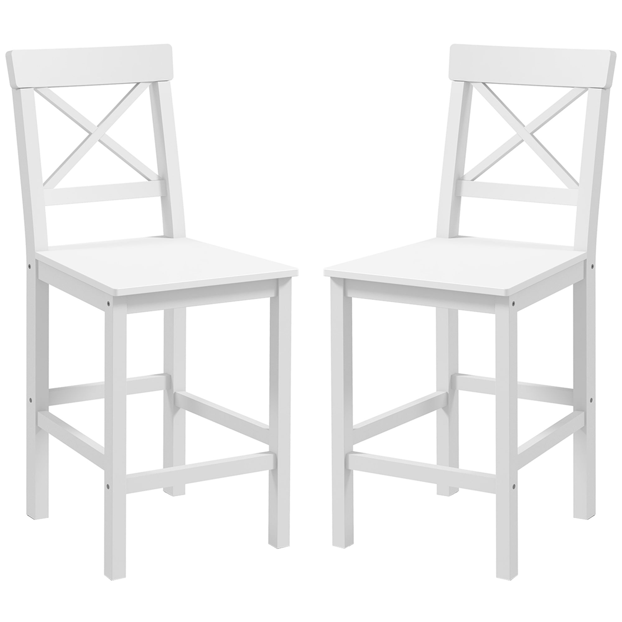Counter Height Stools Set of 2, Farmhouse Bar Stools with Backs, Solid Wood Counter Stools for Kitchen Island
