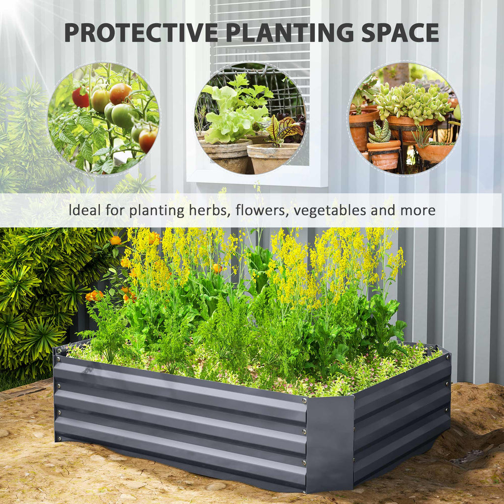 Galvanized Raised Garden Bed, 4' x 3' x 1' Outdoor Metal Planter Box, Raised Bed for Growing Flowers Herbs, Dark Green