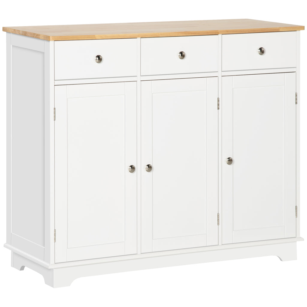 Modern Sideboard, Buffet Cabinet with Storage Cabinets, Drawers and Adjustable Shelves for Living Room, White