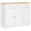 Modern Sideboard, Buffet Cabinet with Storage Cabinets, Drawers and Adjustable Shelves for Living Room, White