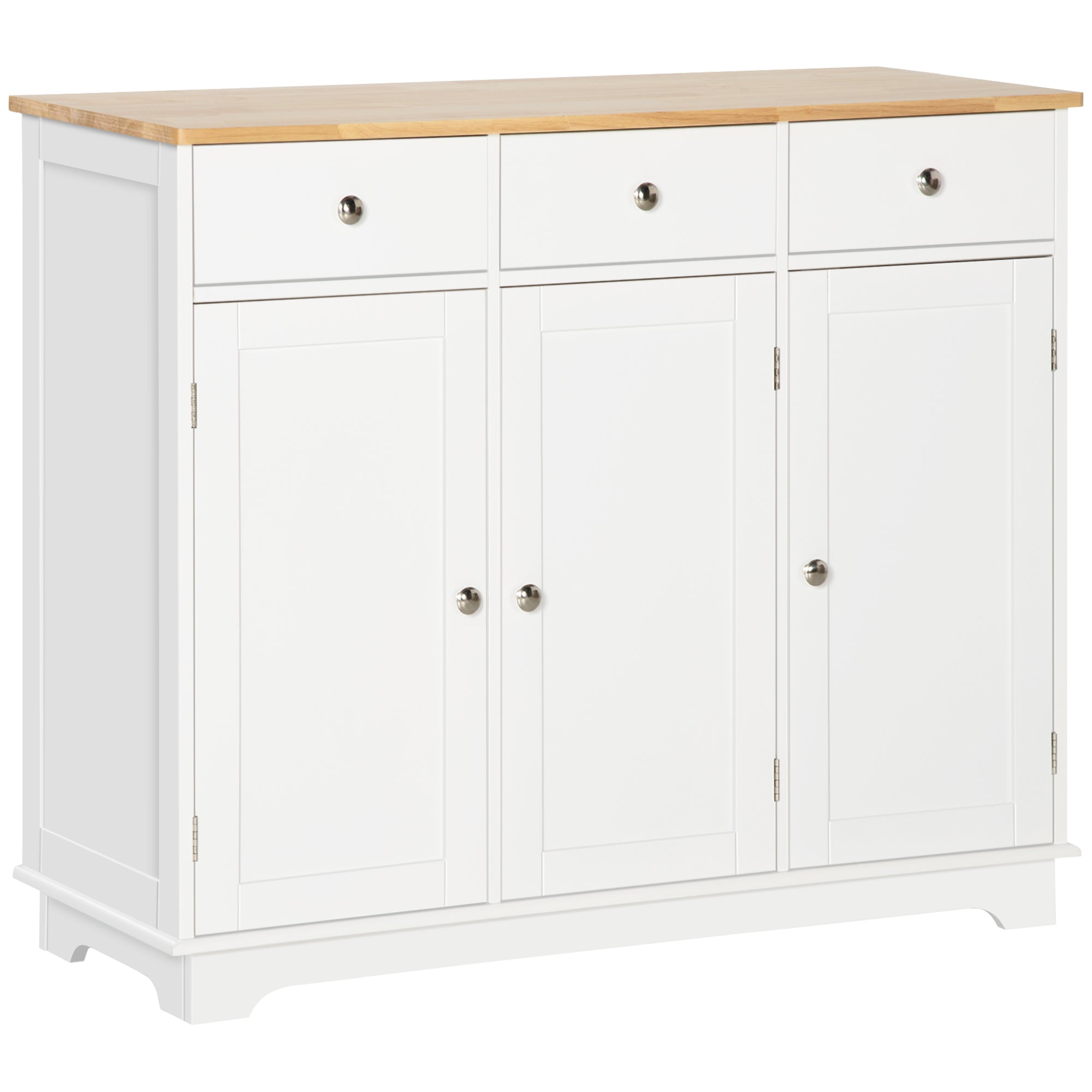Modern Sideboard, Buffet Cabinet with Storage Cabinets, Drawers and Adjustable Shelves for Living Room, White