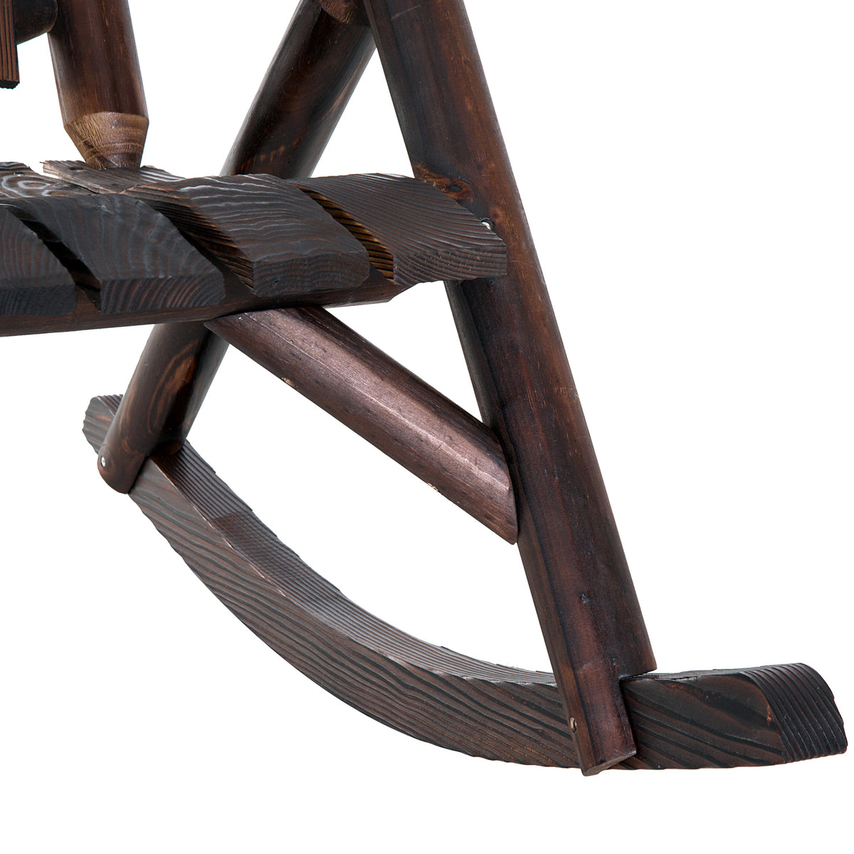 Outdoor Rocking Chair, Wooden Adirondack Outdoor Rocker with High Back, Slatted Seat, Oversized Rustic Patio Rocking Chair for Garden, Porch, Yard, Balcon, Dark Carbonized