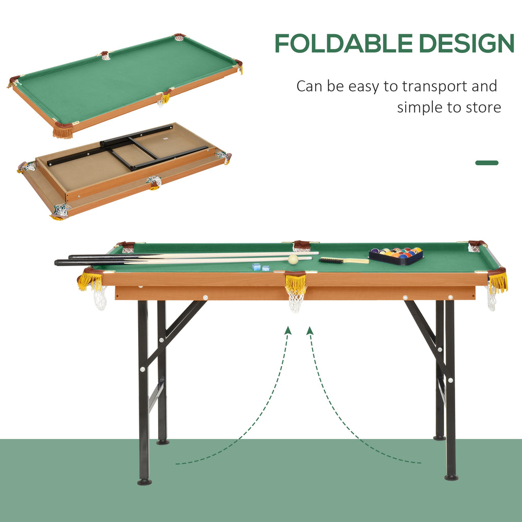 Soozier 55" Mini Pool Table Portable Billiard Table Includes Cues, Ball, Chalk, Rack, Green