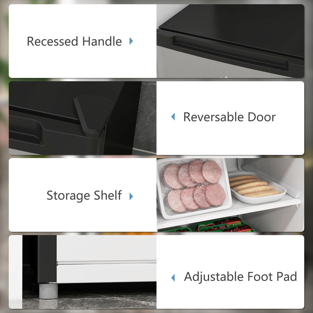 Upright Freezer, 3 Cu.Ft Mini Freezer with Reversible Single Door, Adjustable Thermostat for Home, Dorm, Silver