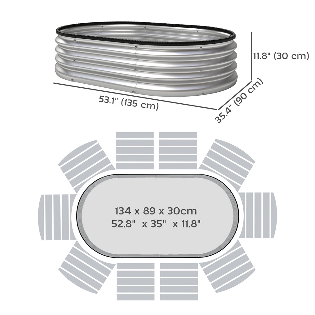 Galvanized Raised Garden Bed, 5 x 3 x 1 ft Modular Metal Garden Beds with Rubber Strip Edging, Silver