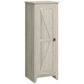 48" Kitchen Pantry Storage Cabinet w/ Barn Door, Kitchen Pantry Cabinet w/ Adjustable Shelves, Grey Wood Grain