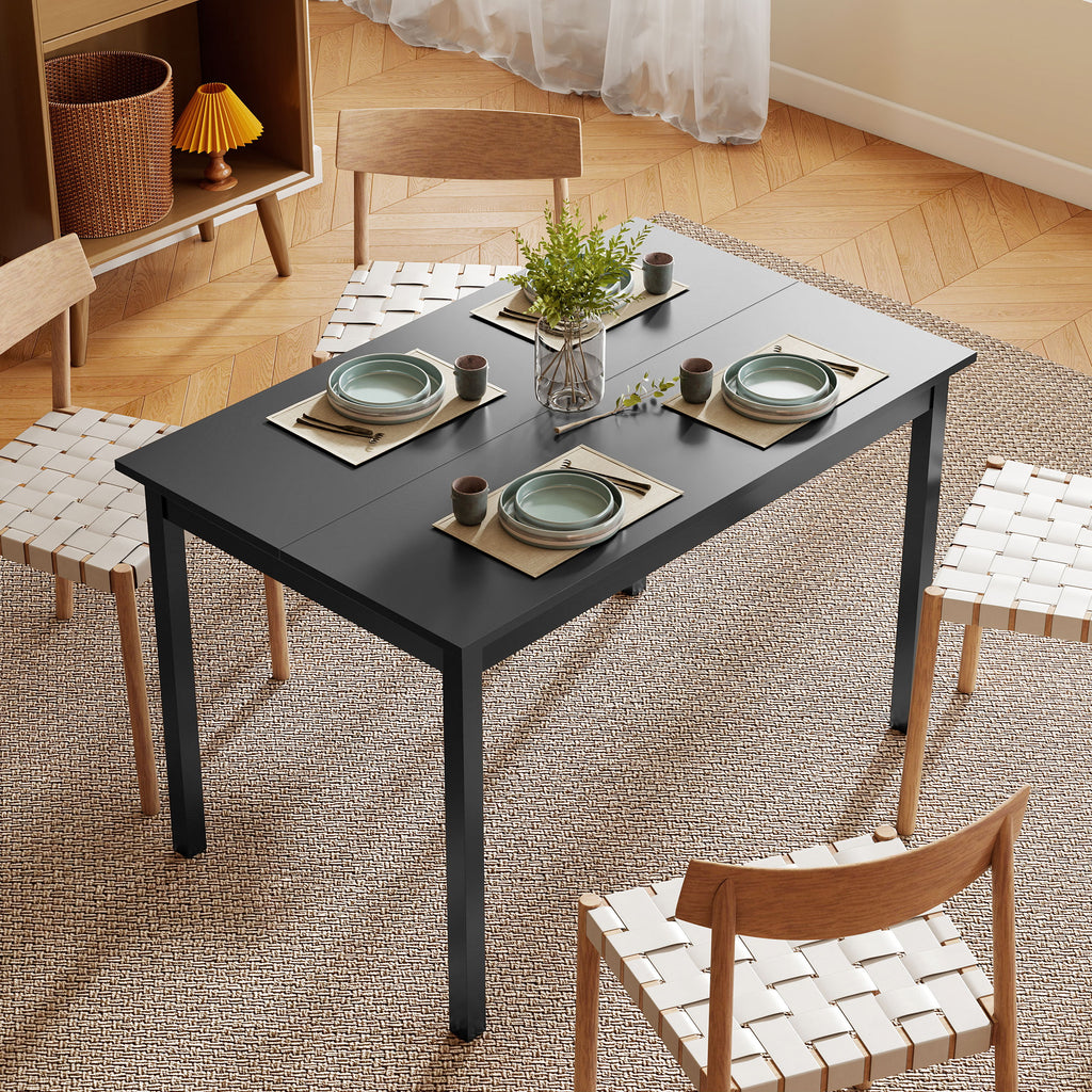 47" x 30" Dining Table, Farmhouse Dining Room Table with Pine Wood Frame, Space Saving Kitchen Table, Black