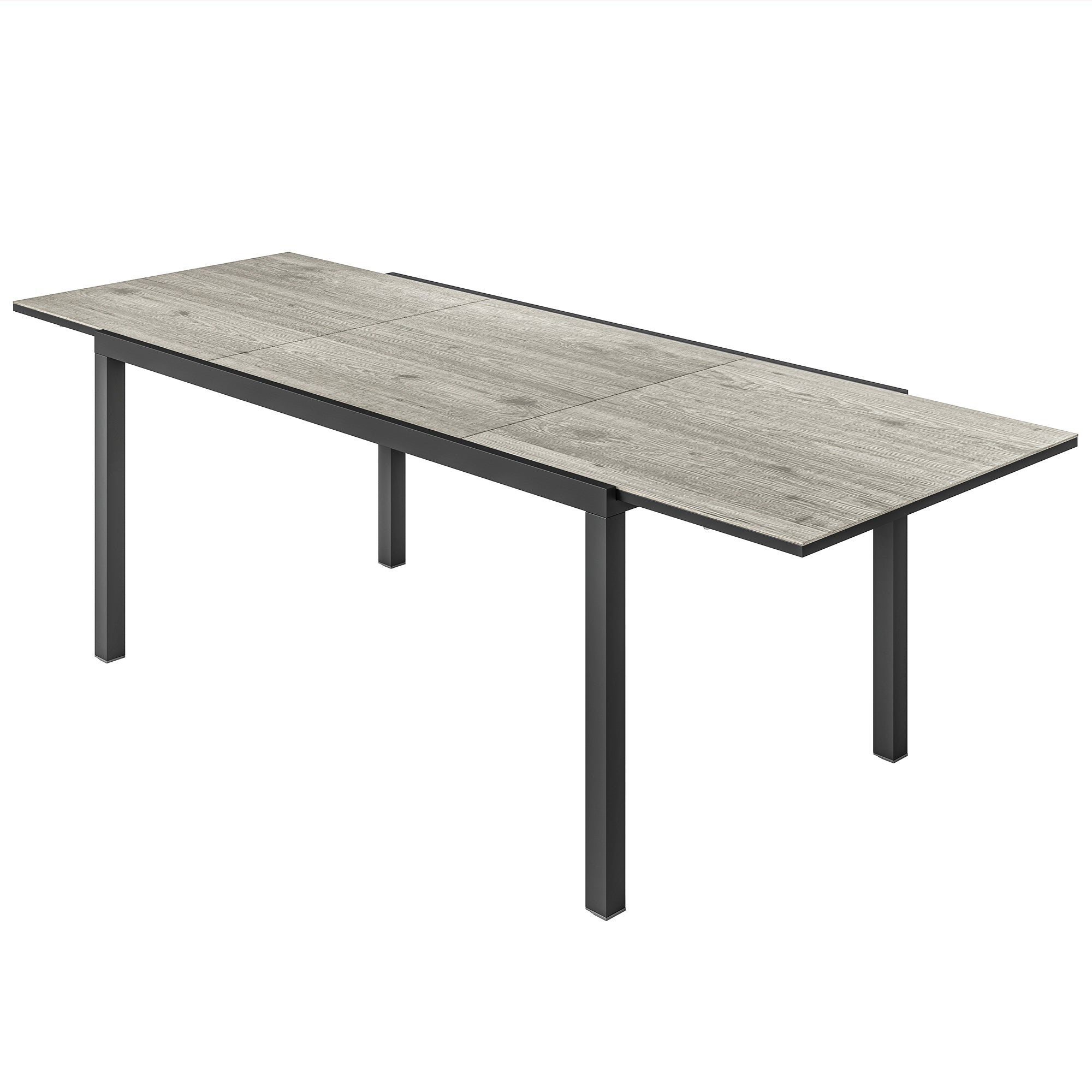 63"-94.5" Extendable Patio Dining Table for 6-8 Person, Outdoor Dining Table with Aluminium Edging, Steel Frame, Brown