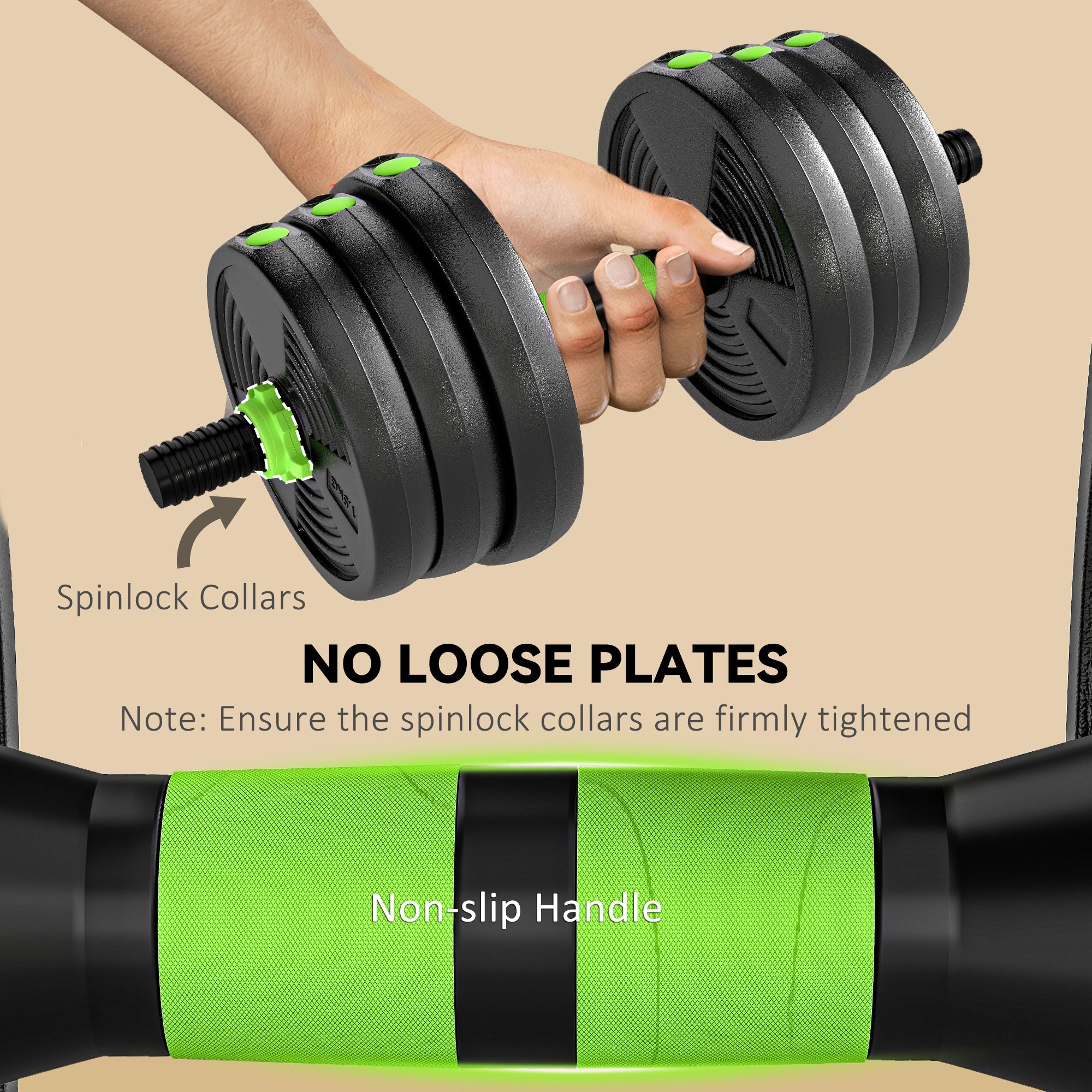 Soozier Adjustable Dumbbell Set, 3 in 1 Weights Dumbbells Set for Home Gym, 33lb Free Weights with Connector and Non-Slip Grip