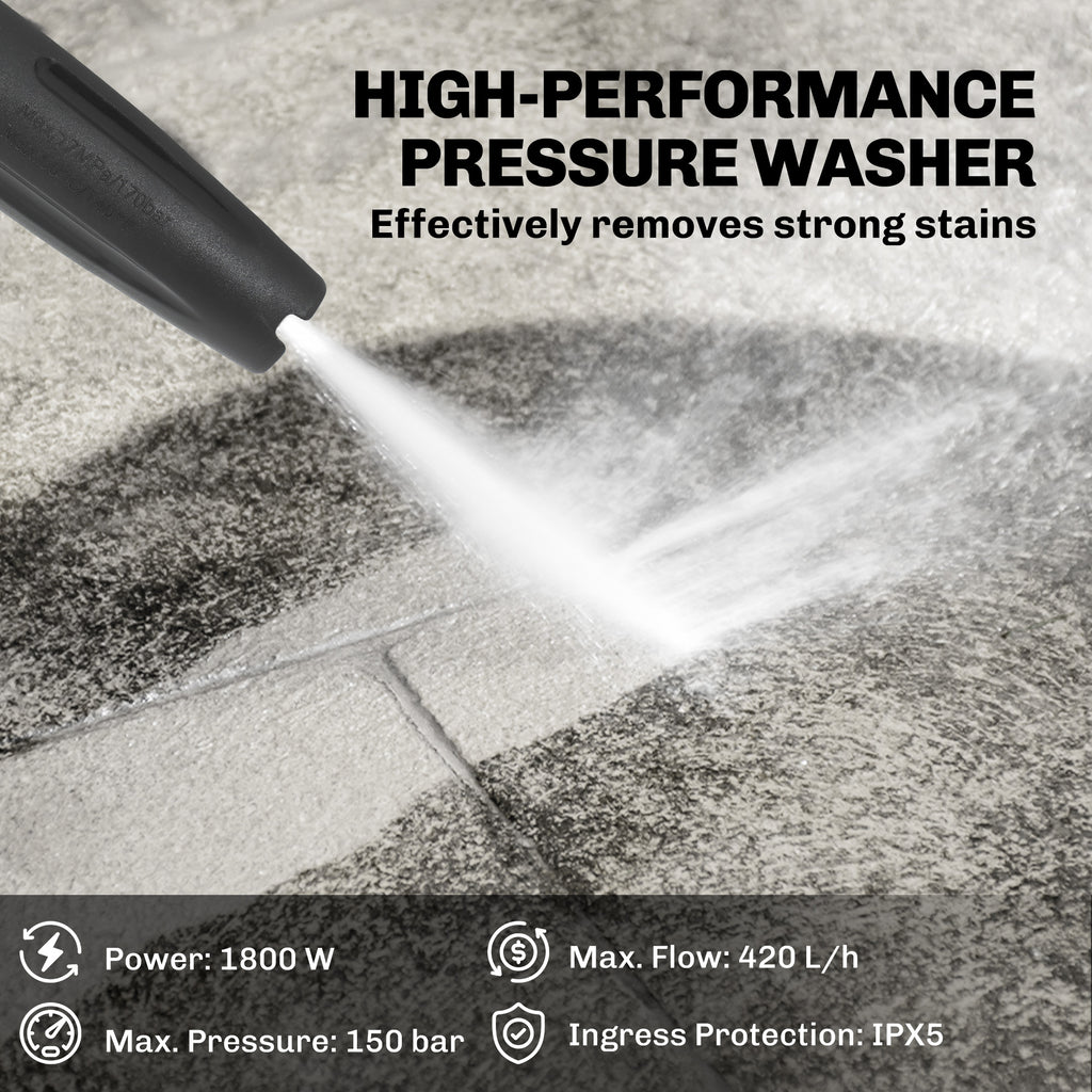 Electric Pressure Washer, 2176 PSI High Pressure Washer with 20 ft Outlet Hose, Adjustable Nozzle, 1.9GPM Power Washer