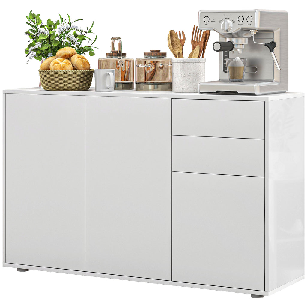 Kitchen Sideboard Storage Cabinet, Modern Coffee Bar with Push-Open Design and 2 Drawers for Living Room, Black