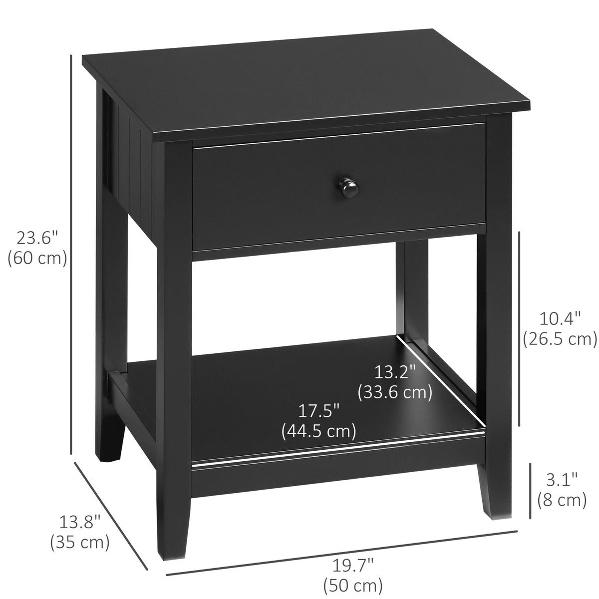 Modern Style Nightstand, Small End Table with Drawer and Storage Shelf for Bedroom, Living Room, White