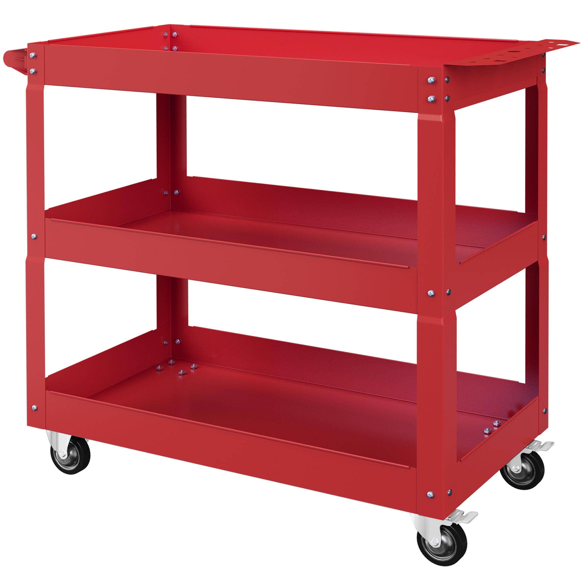 3 Tier Rolling Tool Cart with Wheels, 330 LBS Capacity Heavy Duty Utility Cart, Mobile Service Cart for Garage, Black