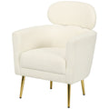 Barrel Accent Chair with Detachable Headrest, Modern Armchair for Living Room, Home Office, Cream White