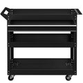 Tool Cart on Wheels, Utility Cart with Wheels, Ball Bearing Drawer, Storage Trays for Garage, Warehouse, Black