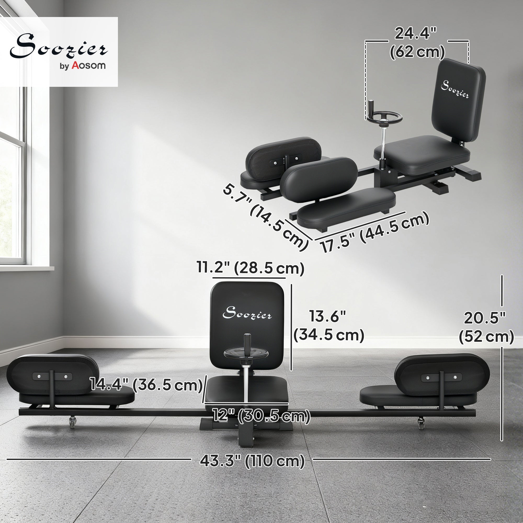 Soozier Leg Stretcher, 180° Adjustable Leg Split Machine with Handwheels, Leg Stretching Equipment for Flexibility