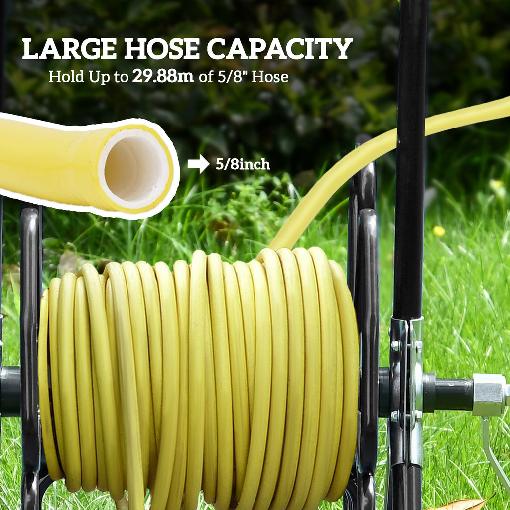 98 ft of 5/8" Hose Reel Cart (Hose Not Included), Garden Water Hose Carts with Wheels for Yard, Lawn, Blue