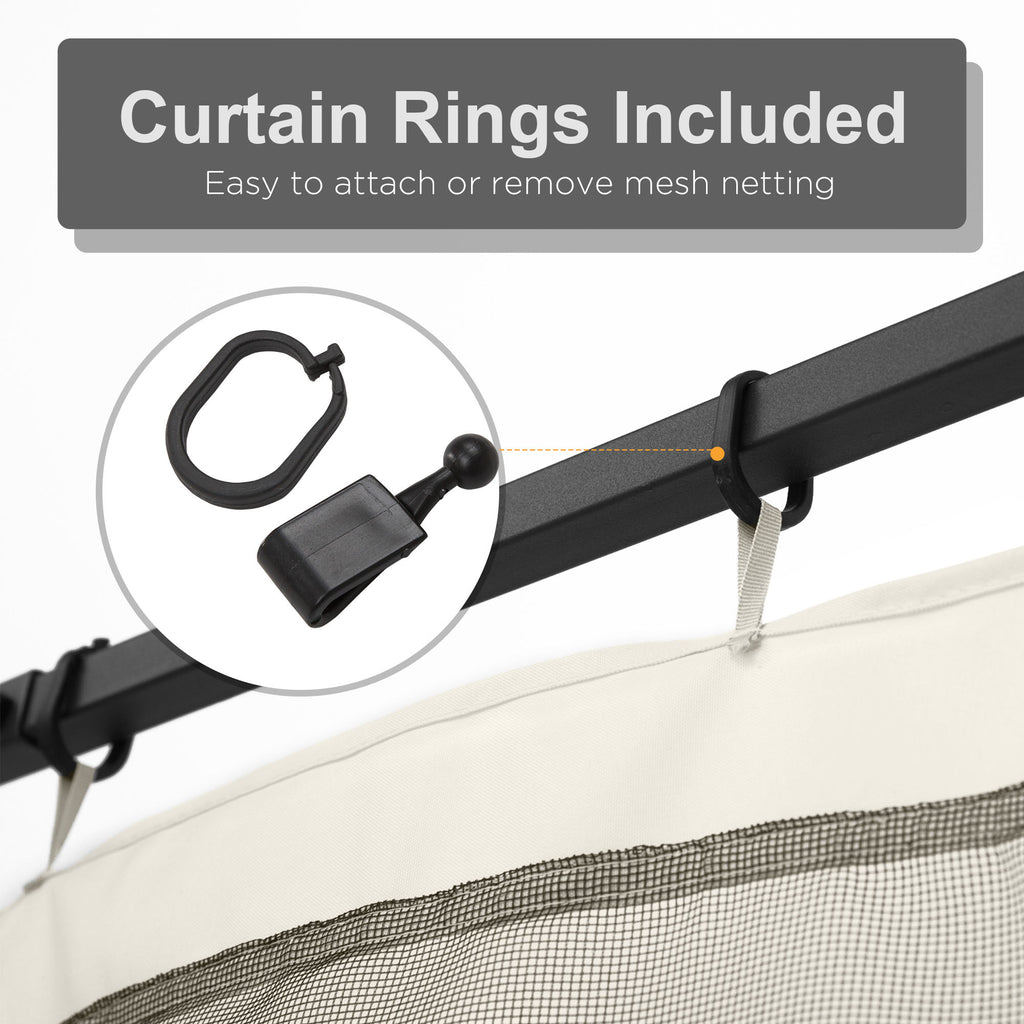 Replacement Mosquito Netting for Gazebo 10' x 12' Black Screen Walls for Canopy with Zippers, White
