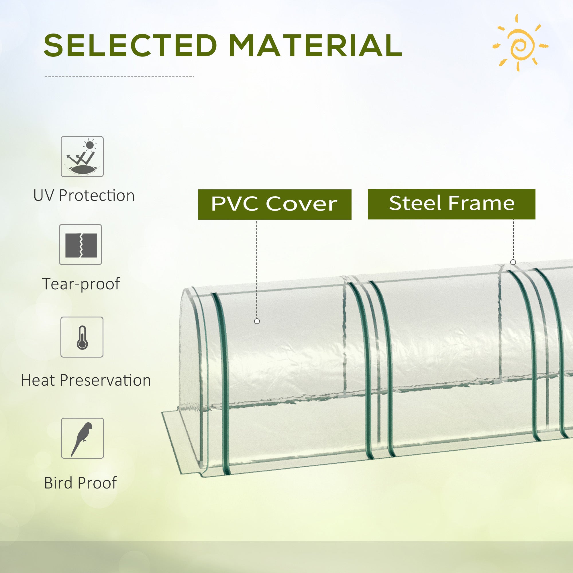 13' x 3' x 2.5' Portable Mini Tunnel Greenhouse with 4 Zipped Doors, Easy Assembly, Clear