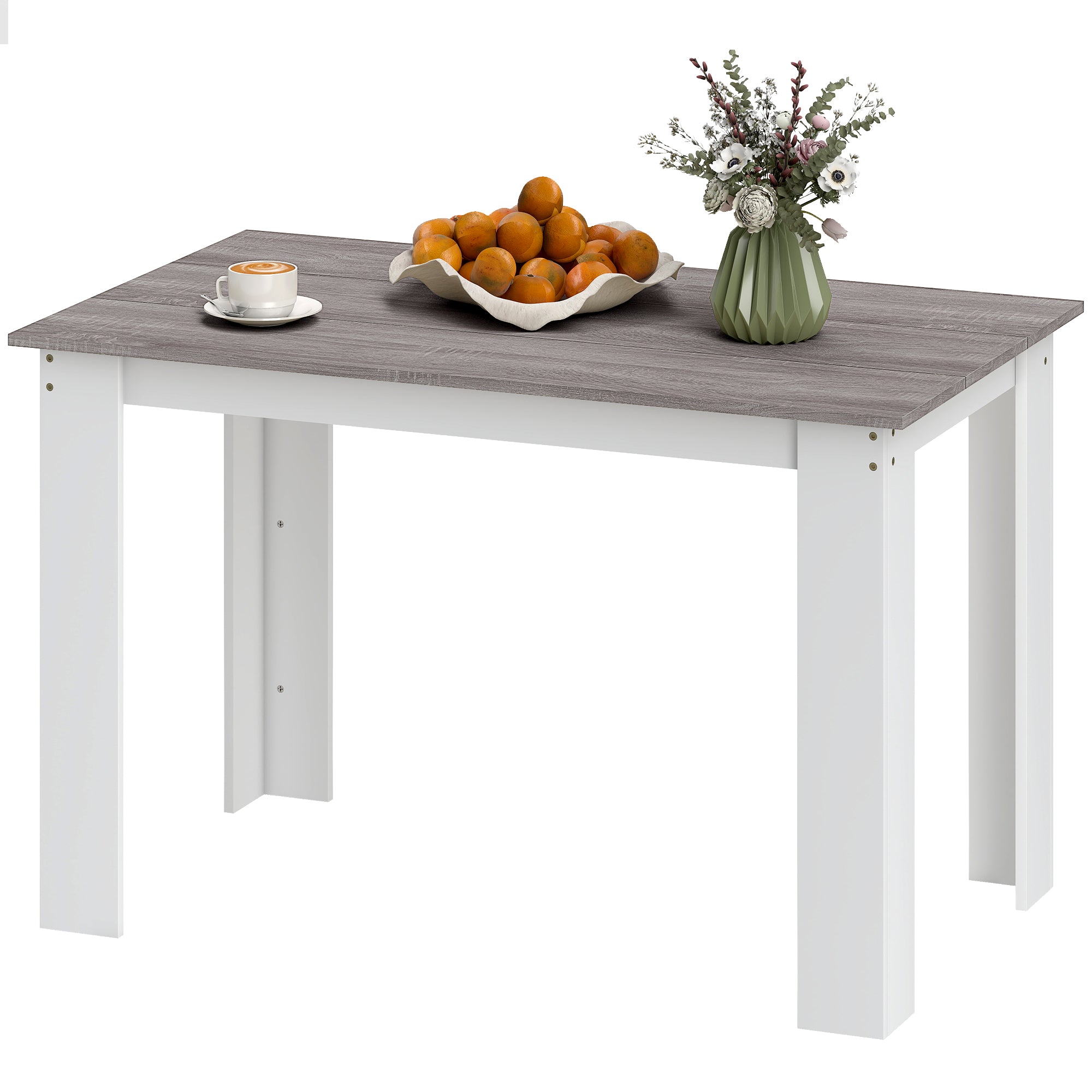 47" Kitchen Table for 4-6 People, Dining Table with Wood Effect for Dining Room, Oak