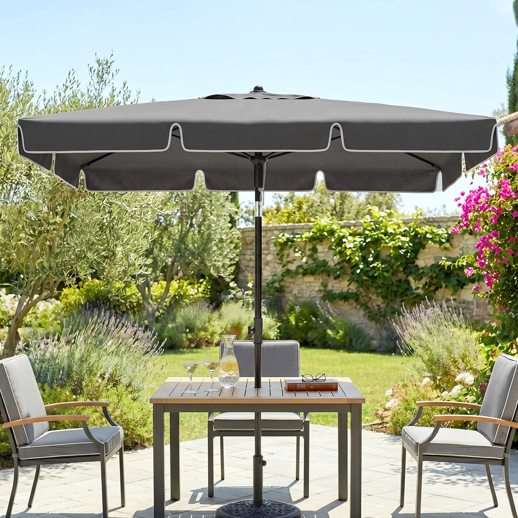 6.5x4ft Rectangle Patio Umbrella Aluminum Tilt Adjustable Garden Parasol Sun Shade Outdoor Canopy Green