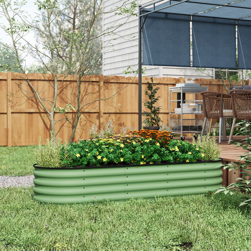 6.5 x 2 x 1.5 FT Galvanized Steel Raised Garden Bed, Metal Garden Bed Planter Box with Safety Edging, Green
