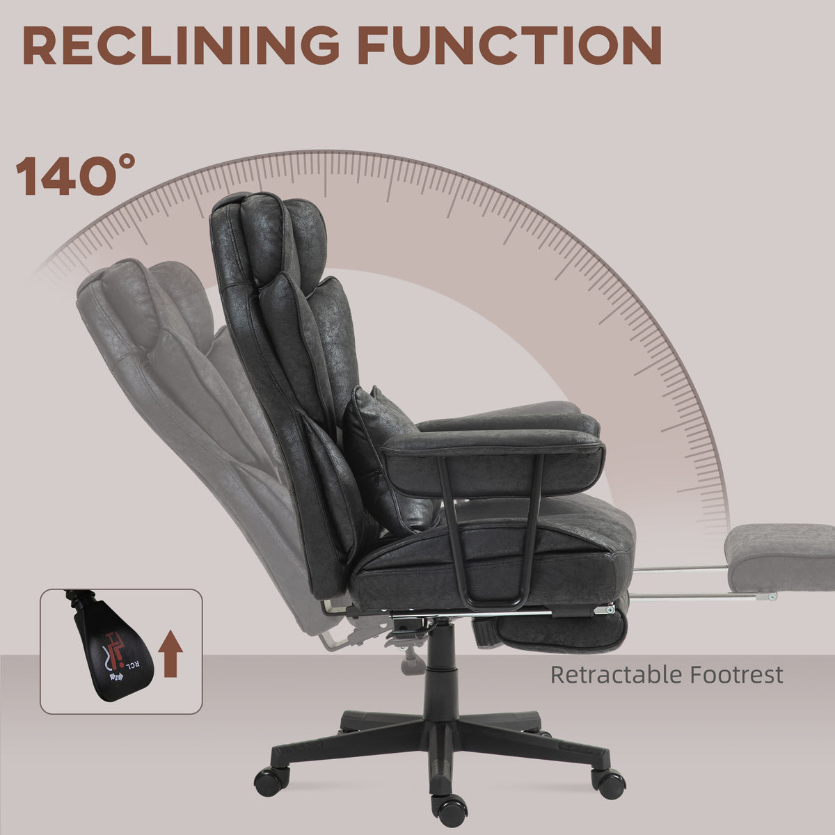 Big and Tall Office Chair with Foot Rest, 400LBS High Back Desk Chair with Padded Armrests, Lumbar Support, Black