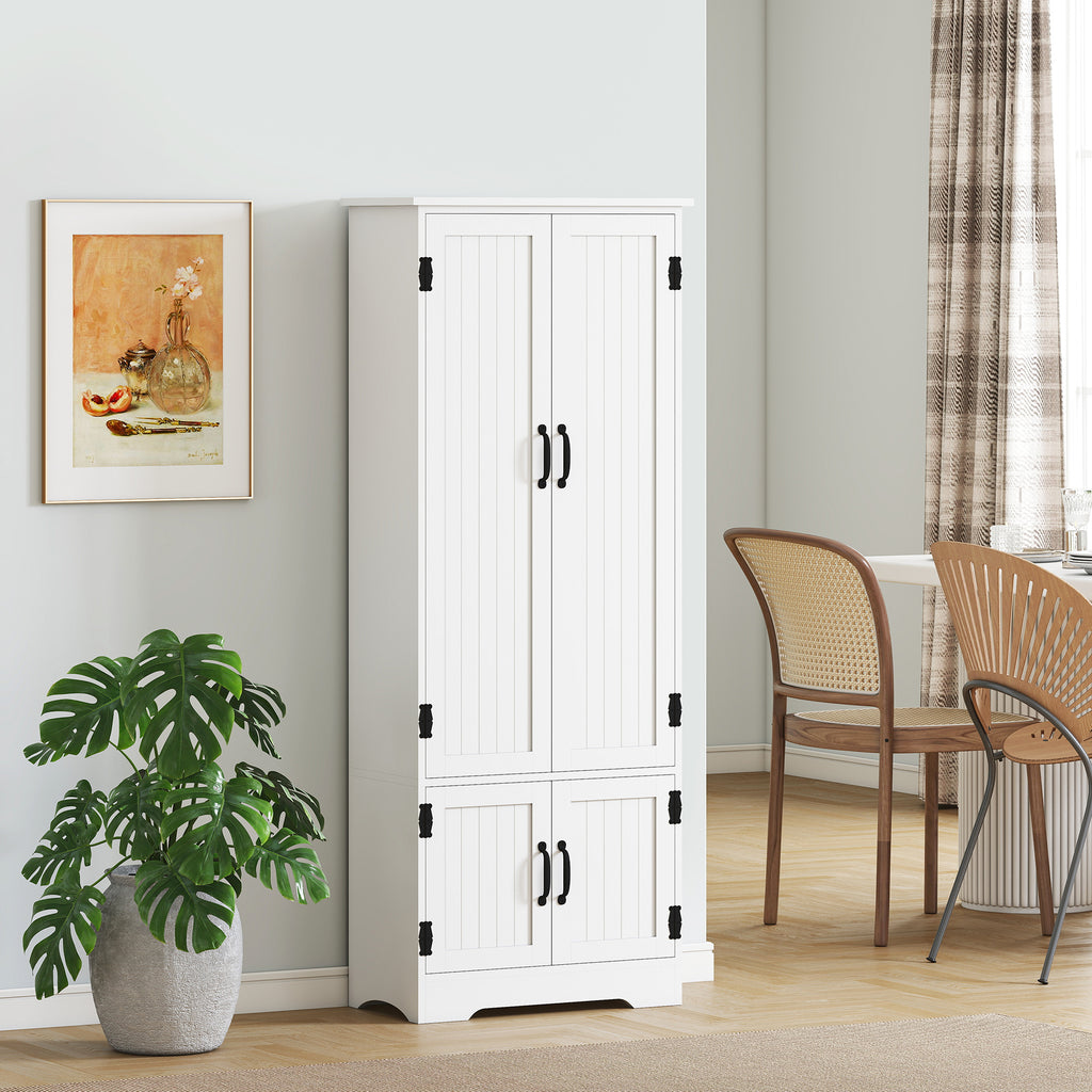 48" 4-Door Storage Cabinet Multi-Storey Large Space Pantry with Adjustable Shelves Black