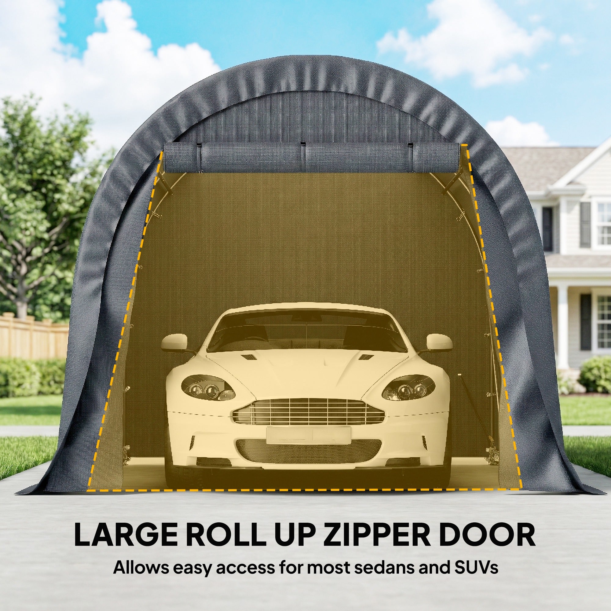 10' x 19' Heavy Duty Carport, Portable Garage Car Canopy Tent Shelter with Reinforced Galvanized Frame, Dark Grey
