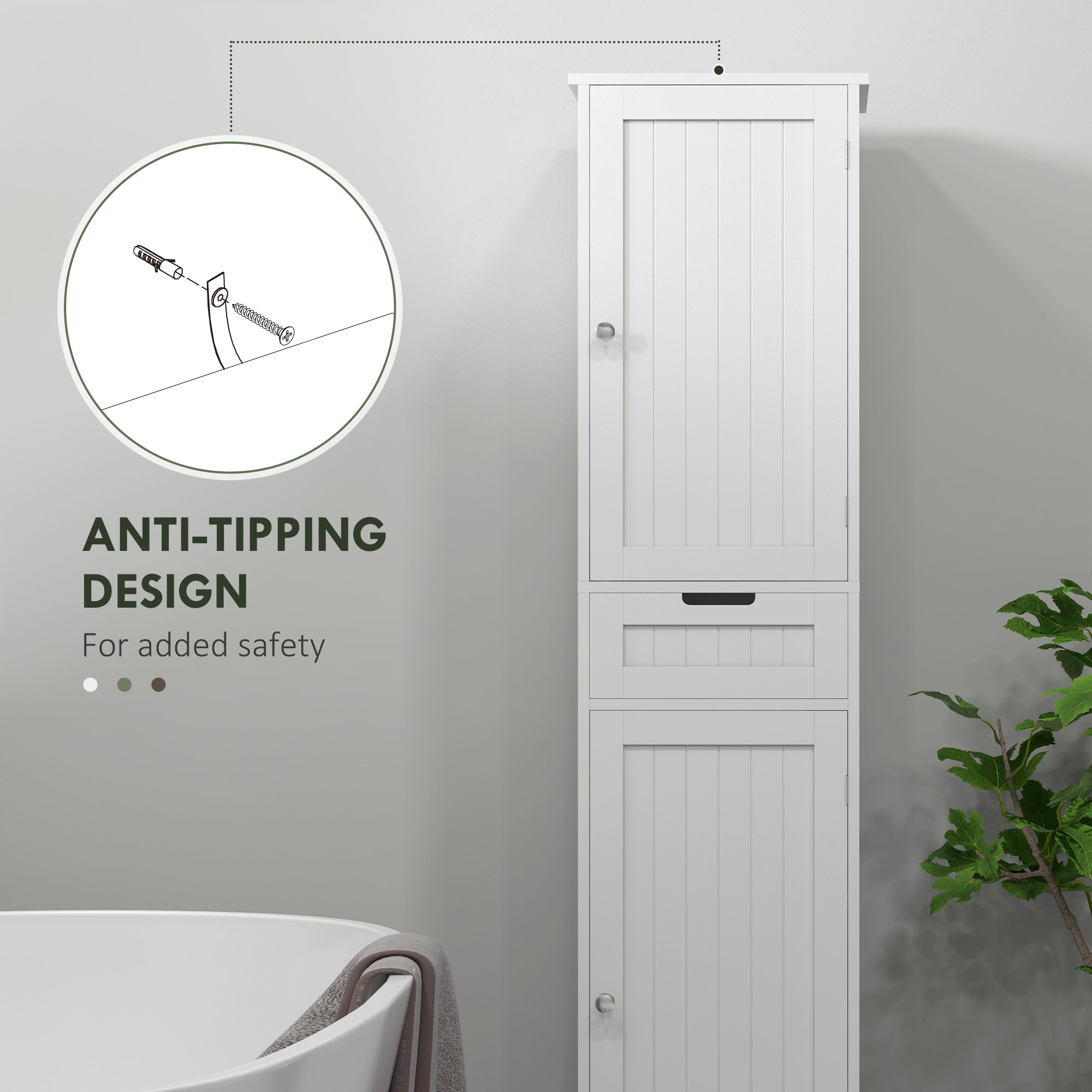 Freestanding Bathroom Cabinet with Drawer and 2 Doors, Tall Bathroom Cupboard for Kitchen, Study, Living Room