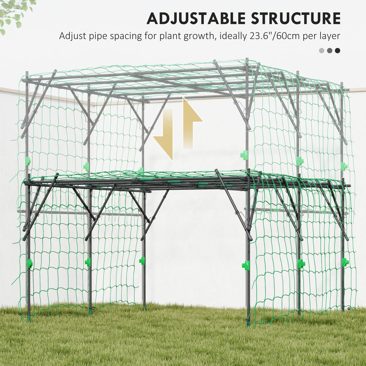 Garden Arch Cucumber Trellis for Climbing Plants, 7.3 FT Tall Metal Plant Trellis Support with Climbing Net, Black