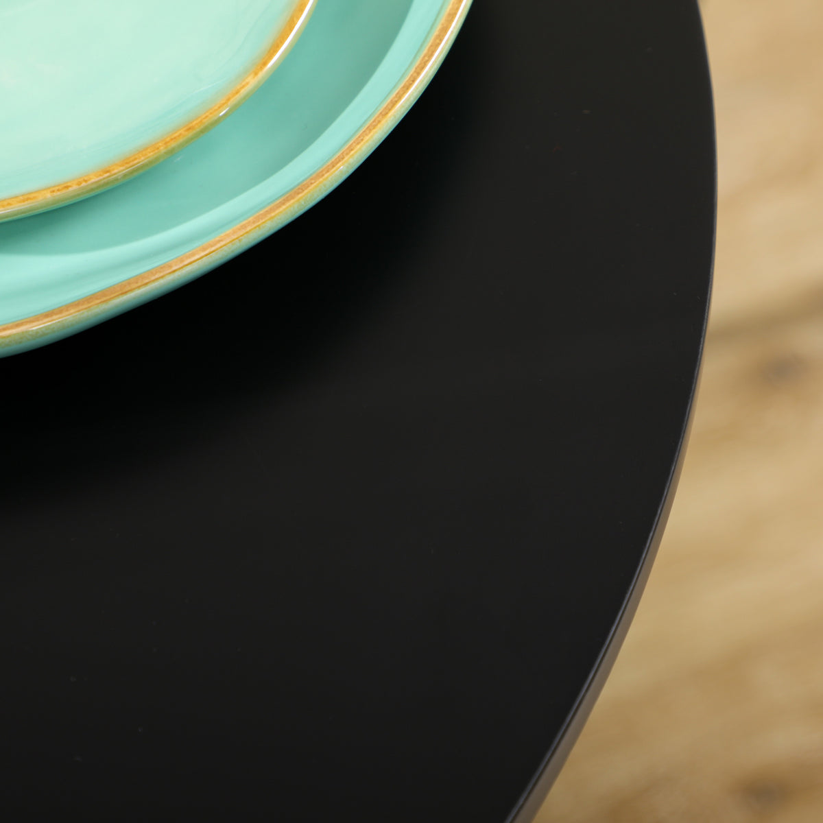 Modern Kitchen Table for 2 People, Round Dining Table with Steel Base for Living Room, Dining Room, Black