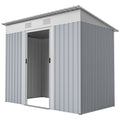 7' x 4' Outdoor Storage Shed, Metal Garden Shed with Lockable Sliding Doors and Vents, Grey
