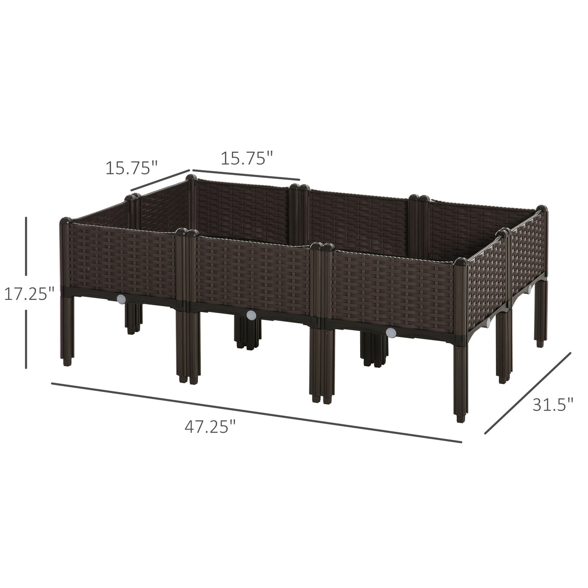 4-piece Raised Garden Bed PP Raised Flower Bed Plant Stand Stackable Vegetable Herb Grow Box