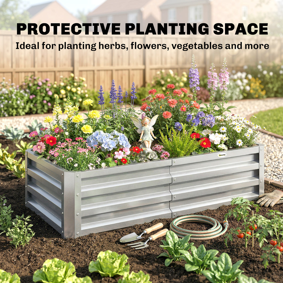 Galvanized Raised Garden Bed, Outdoor Planter Box for Vegetables, Flowers, Herbs, 4' x 2' x 1', Silver