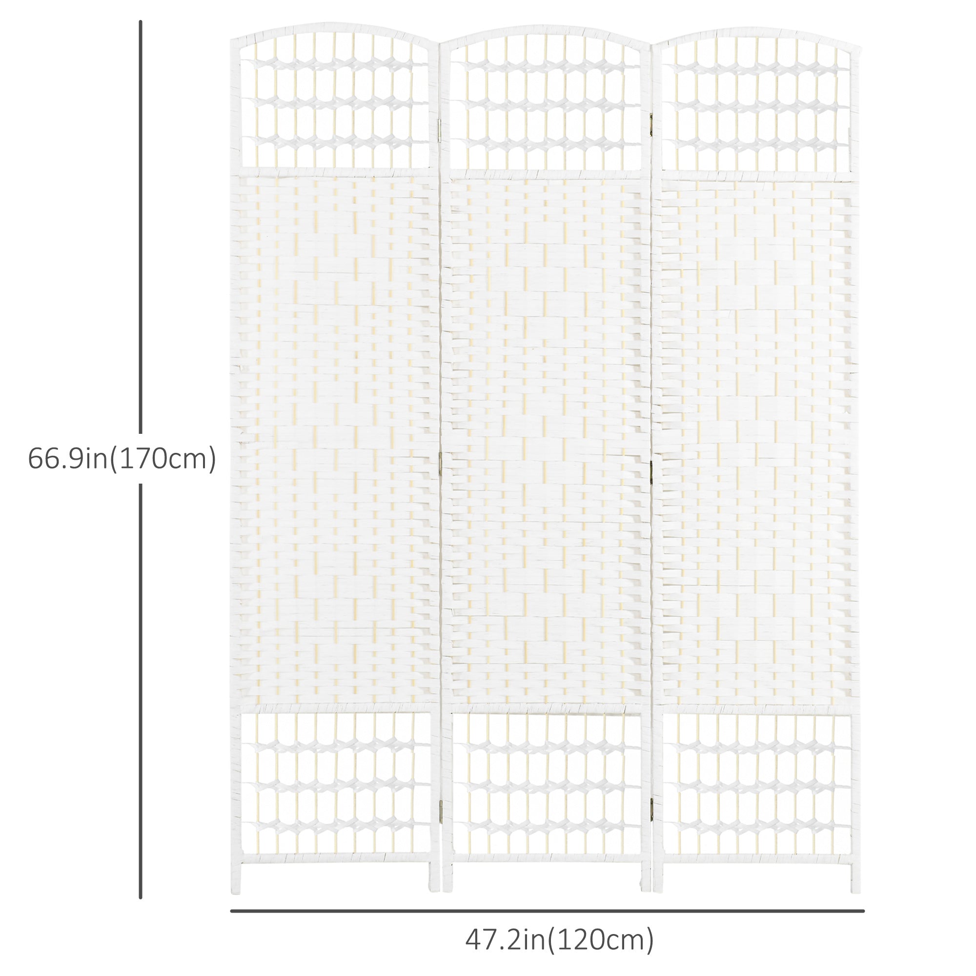 4 Panel Folding Room Divider, Portable Privacy Screen, Wave Fiber Room Partition for Home Office, White
