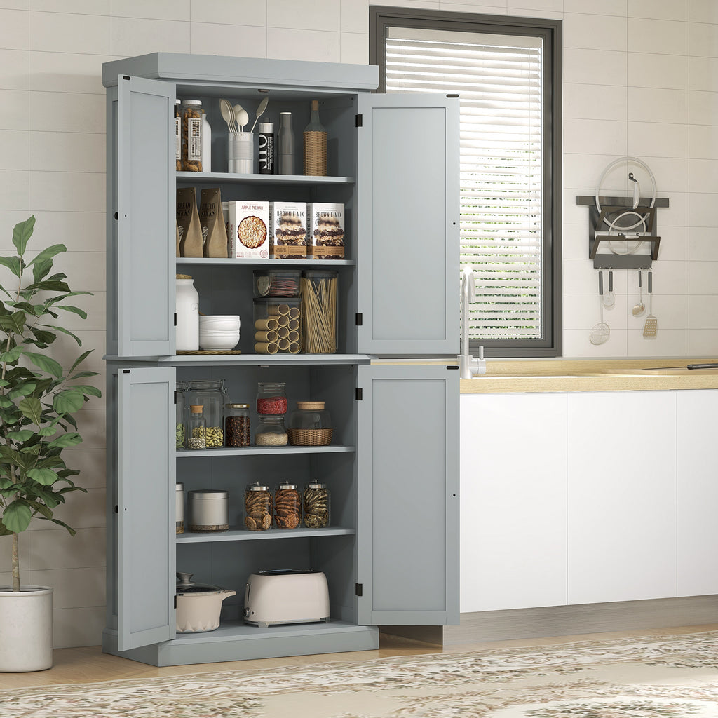 72.5" Freestanding Kitchen Pantry Cabinet with 4 Doors, Black