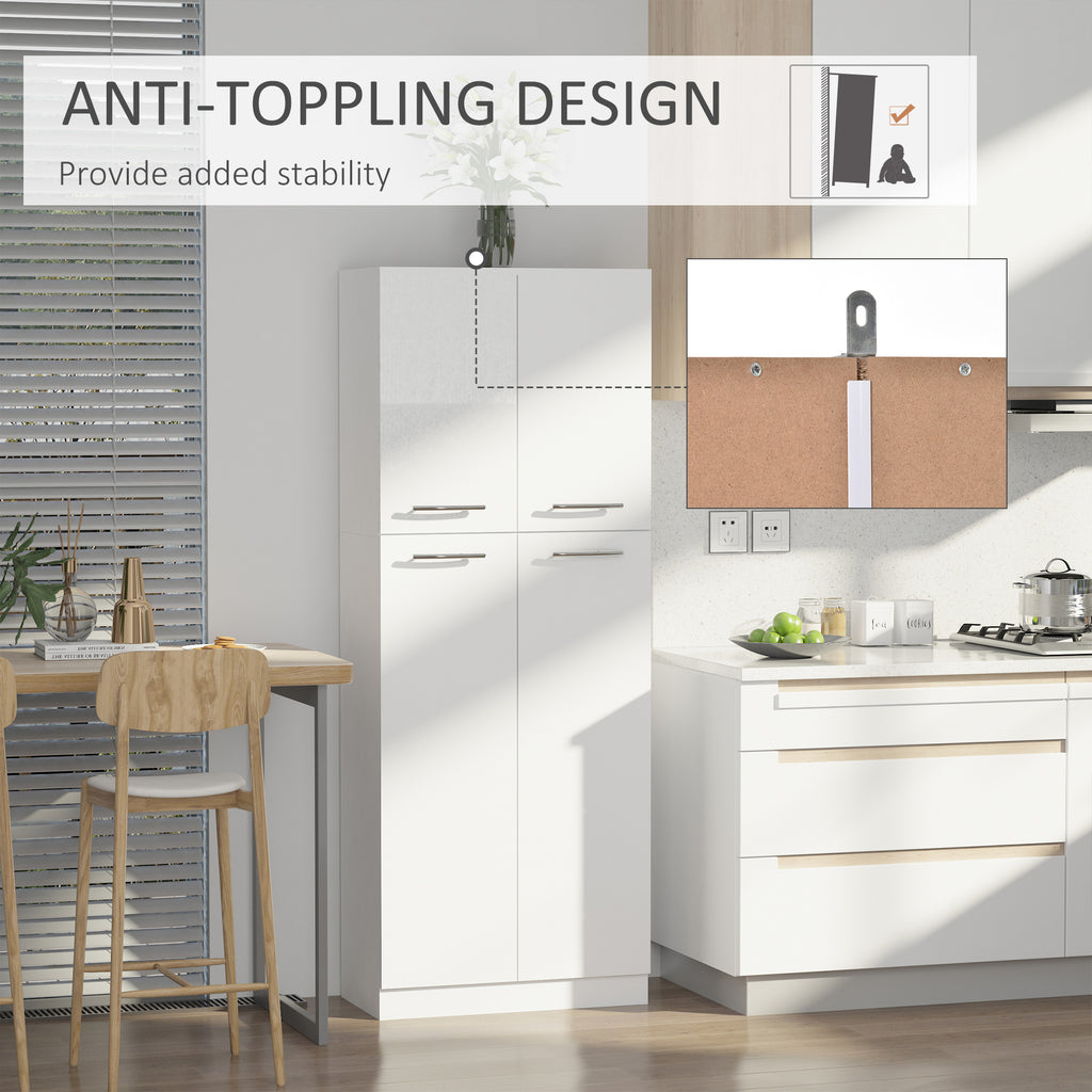 61" Pantry Cabinet, Kitchen Pantry Storage Cabinet with 2 Doors and Adjustable Shelves, Freestanding Storage Cabinet