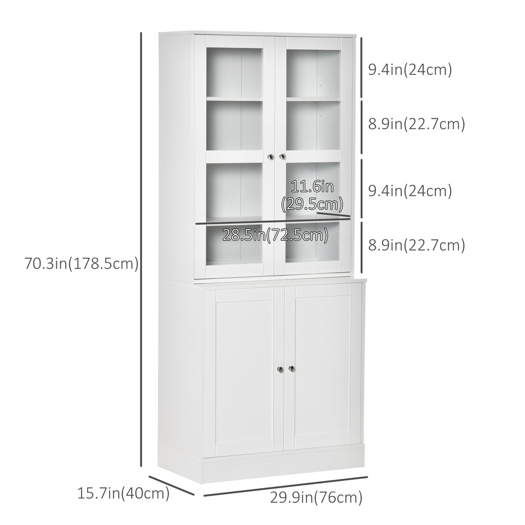 71" Bookcase Storage Cabinet with Doors, Modern Tall Bookshelf with 2 Adjustable Shelves, Display Unit for Study, Living Room, Home Office, White