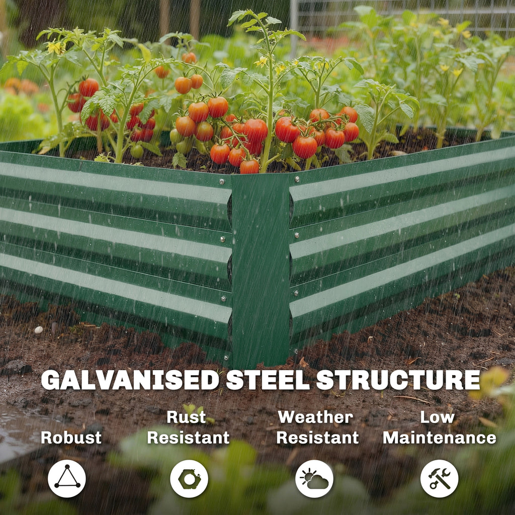 Galvanized Raised Garden Bed with Trellis for Climbing Plants, Outdoor Planter Box with Open Bottom, Black