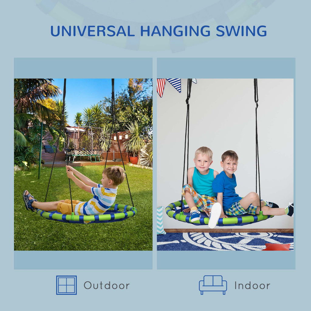 40 Inch Saucer Tree Swing Set for Kids with Adjustable Hanging Ropes, Steel Frame for Kids, 330lbs Capacity, Blue