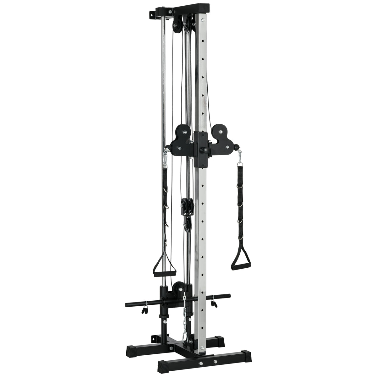 Soozier Wall Mount Cable Station, 15 Positions Adjustable Dual Pulley Machine Cable Crossover Machine Home Gym Equipment