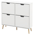 Shoe Storage Cabinet with 4 Flip Drawers and Adjustable Shelf, Shoe Cabinet for 8-16 Pairs of Shoes, White