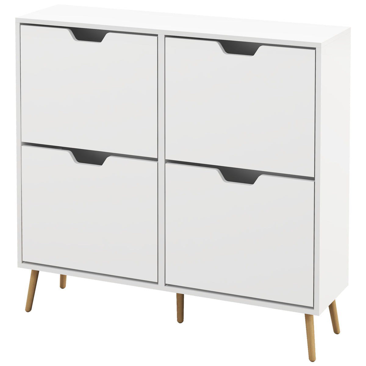 Shoe Storage Cabinet with 4 Flip Drawers and Adjustable Shelf, Shoe Cabinet for 8-16 Pairs of Shoes, White
