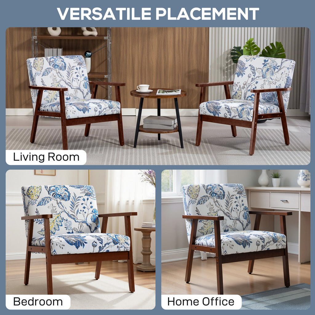 Modern Accent Chairs with Cushioned Seat, Upholstered Linen-Feel Armchair for Bedroom, Living Room, Multicolored