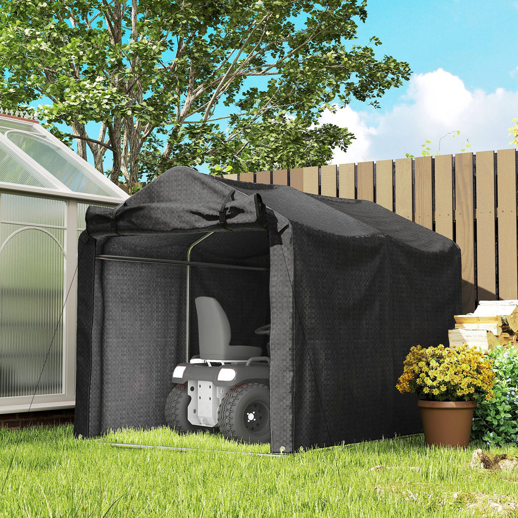 Outdoor Storage Shed, UV Resistant Bike Tent with Roll-up Zipper Door, Portable Shed for Bike, Motorcycle, Black